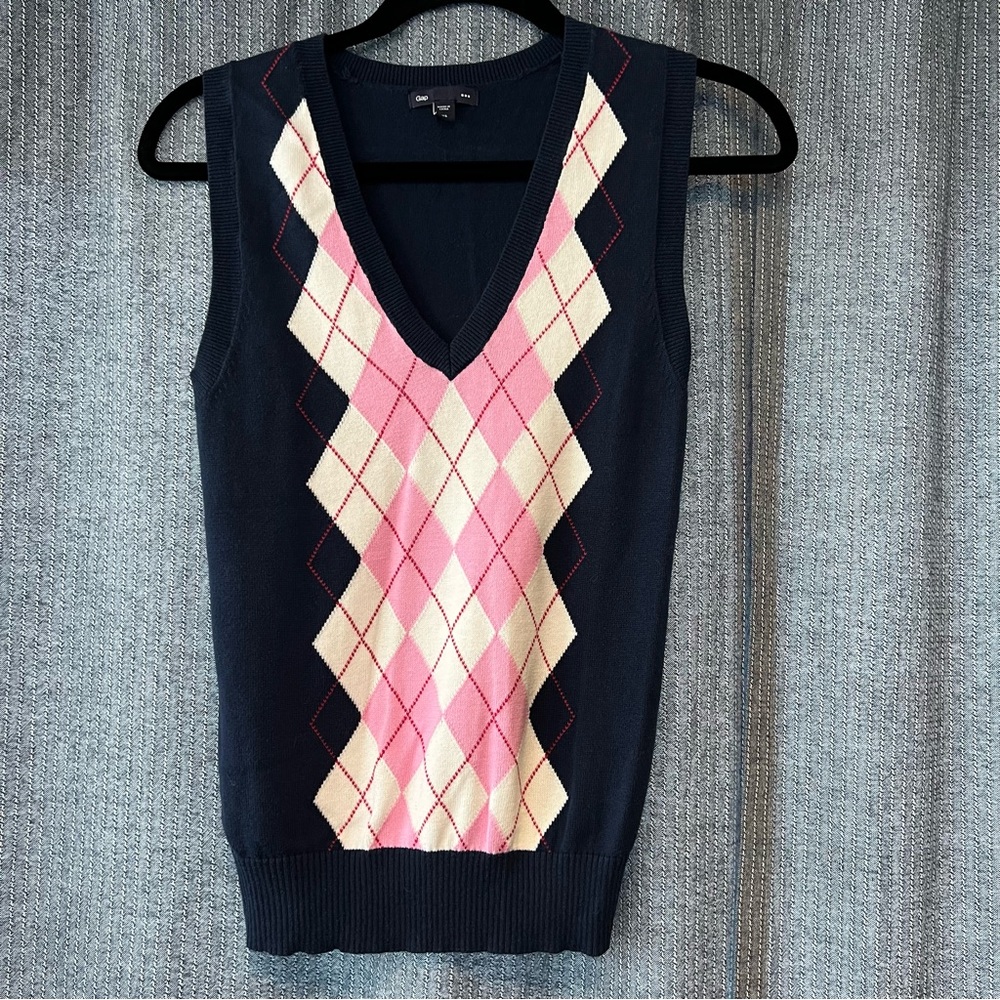Gap Women’s Argyle Sweater Vest, Navy, XS